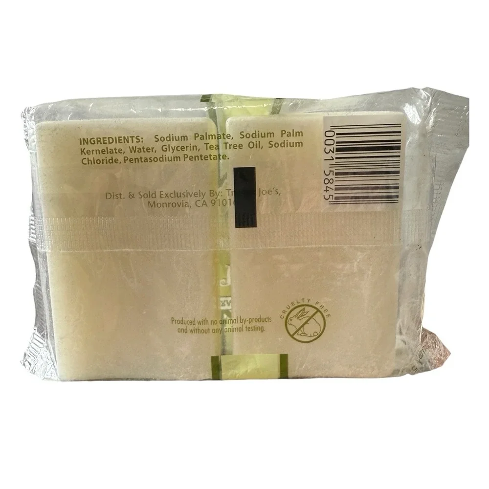 8oz Trader Joe's Tea Tree Oil Pure Vegetable Soap (2x 4oz‎ Bars) NEW HTF NOS